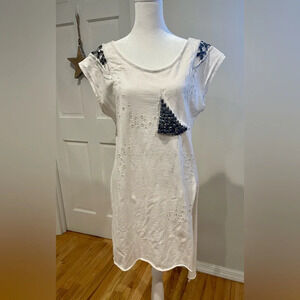 Long Distressed Beaded Stone Rhinestone Shirt/Top/Dress Size XS Fits XS-M